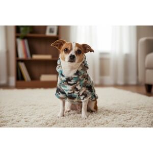 Dog Hoodie Grayson Pup Dog Fleece Camo Hoodie Teal Brown Size Small
